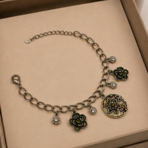 Verdant Floral Charm Bracelet