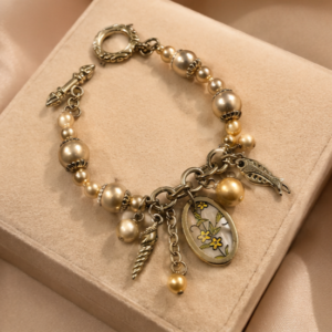 Pearl Charm Medallion Bracelet