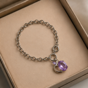 Amethyst Drop Toggle Bracelet