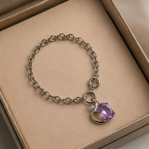 Amethyst Drop Toggle Bracelet