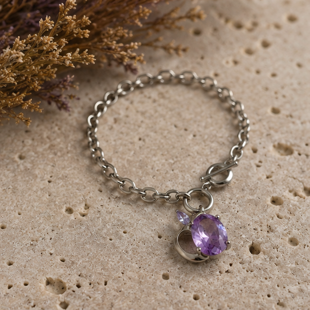 Amethyst Drop Toggle Bracelet - Image 3
