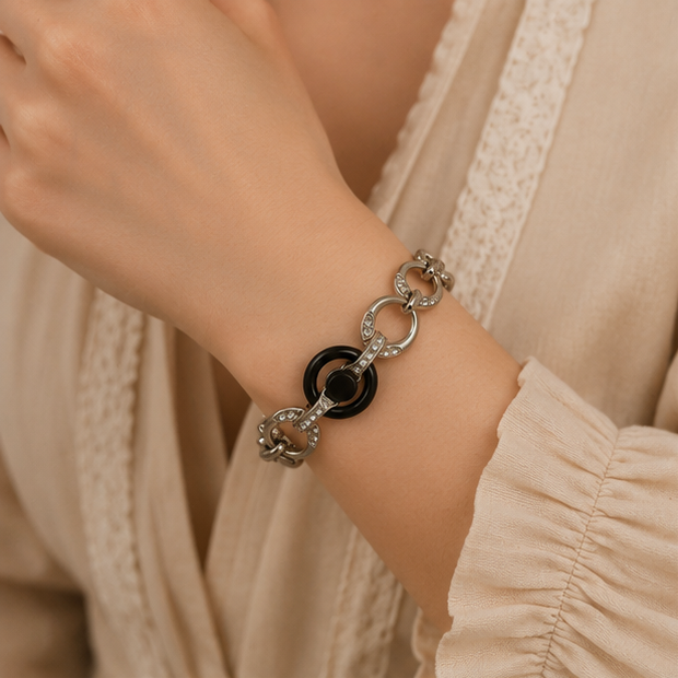 Black Circle Chain Bracelet - Image 3