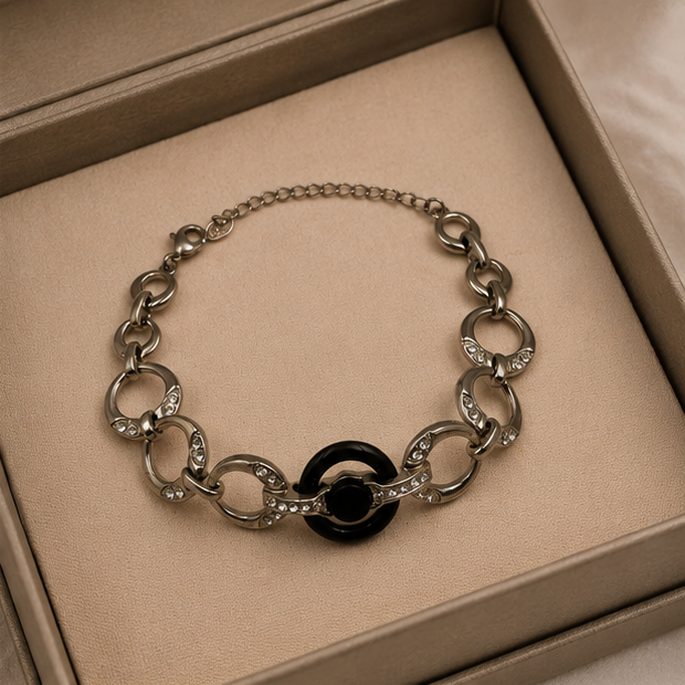 Black Circle Chain Bracelet