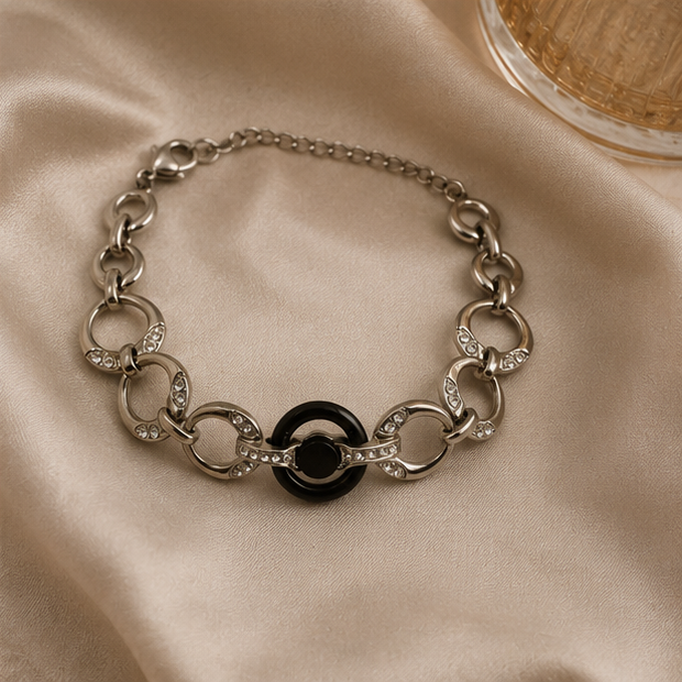 Black Circle Chain Bracelet - Image 2
