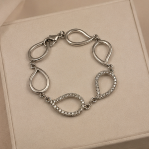 Silver Teardrop Link Bracelet