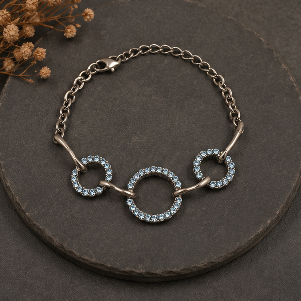 Oxidised Triple Circle Bracelet - Image 3
