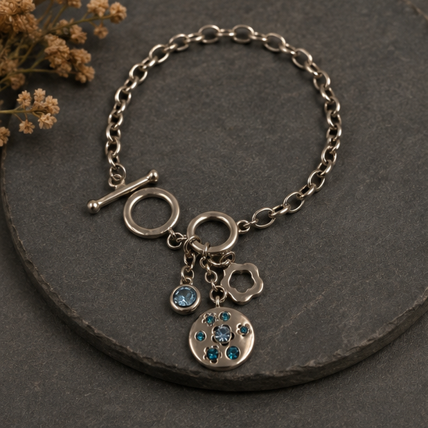 Blue Charm Toggle Bracelet - Image 3
