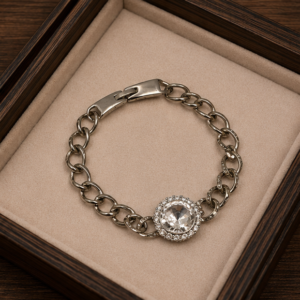 Gunmetal Crystal Halo Bracelet