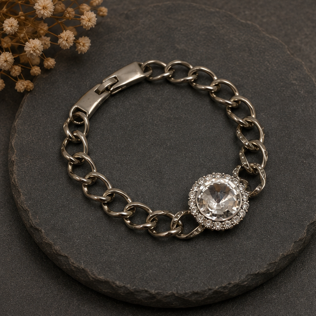 Gunmetal Crystal Halo Bracelet - Image 2