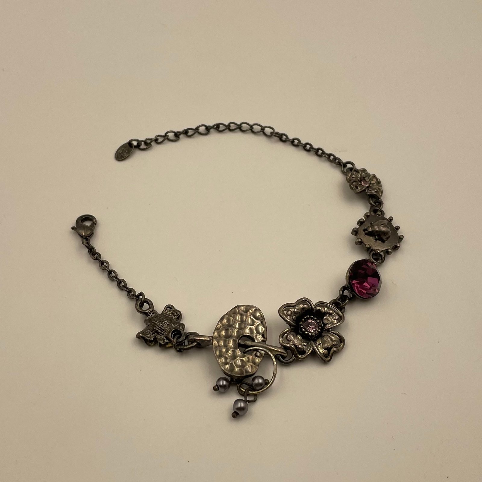 Oxidised Floral Charm Bracelet - Image 4