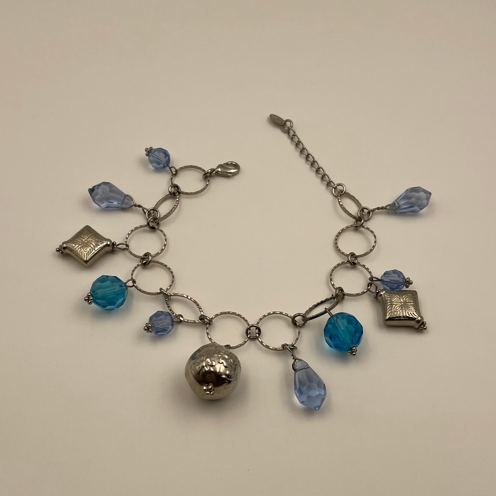 Blue Crystal Ring Chain Bracelet - Image 4